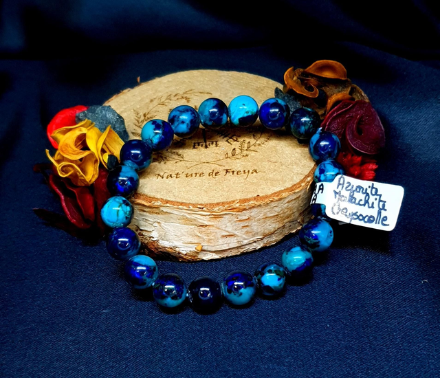 Bracelet Azurite malachite chrysocolle AAA