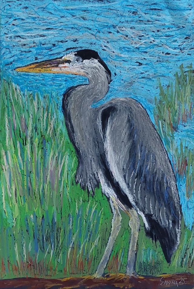 Paljon vartija. Herra Haikara. Öljypastelli paperille.  21×30cm.  2025.