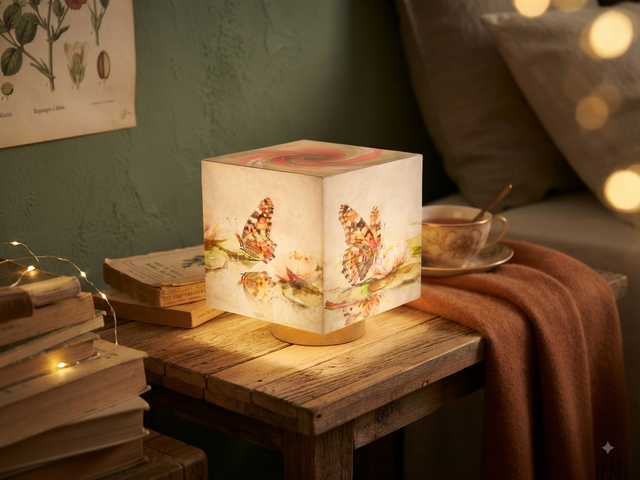Lampe d'ambiance en cire 10x10cm - "Papillon"