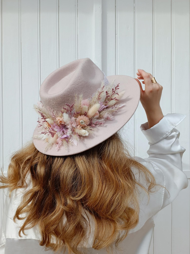 Chapeau Fedora Rose Poudré 