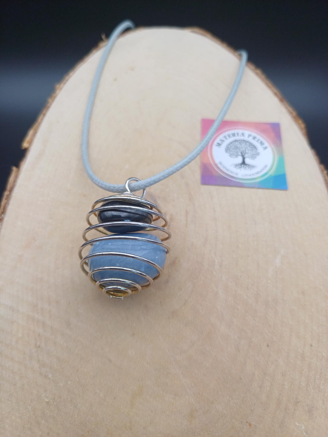 Collier angélite / shungite 