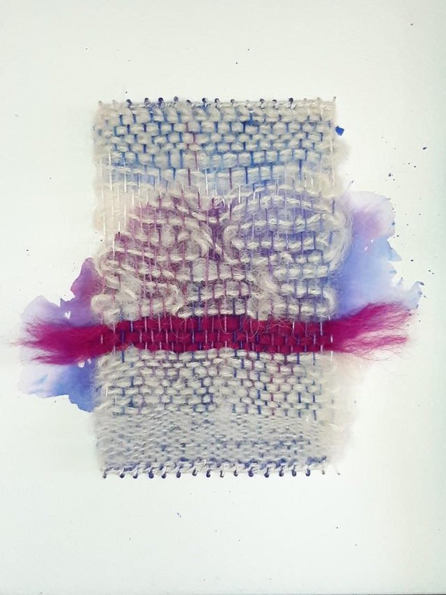 &quot;Jeu de fils&quot; Aquarelle tissé