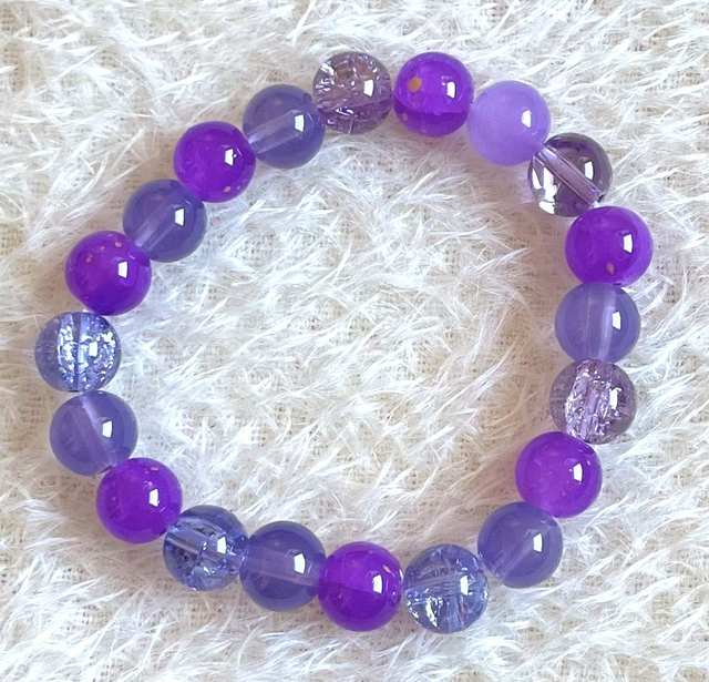 B27 - Bracelet perles verre ton violet