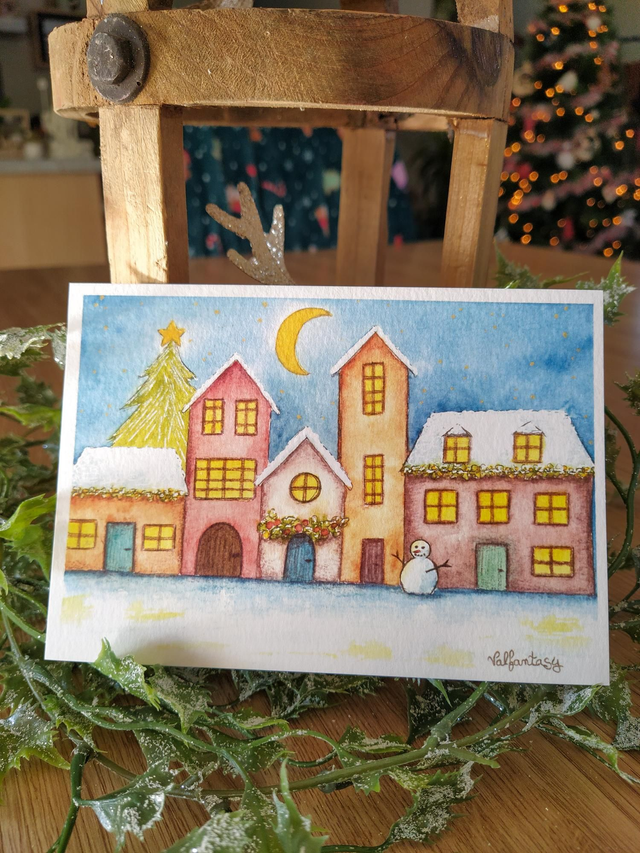 Carte "Village de Noël", 10 x 15 cm