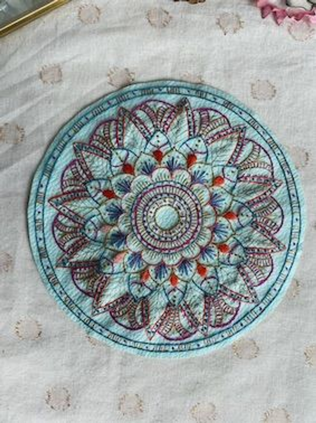 Mandala mint et orange