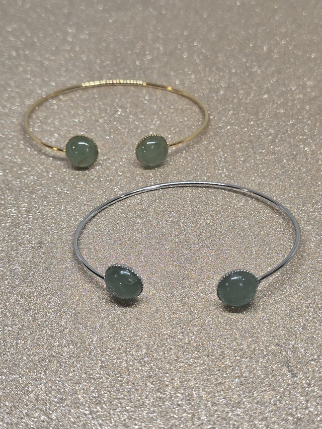 Gamme "Sphère" : bracelet semi jonc Acier et Aventurine