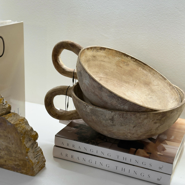 Aged Wood Handle Bowl