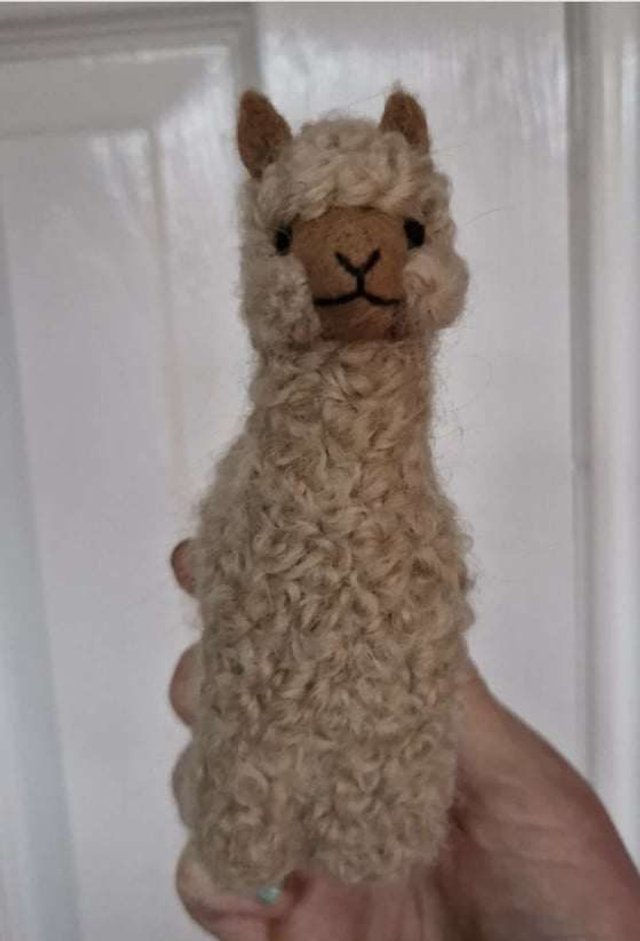 Mini Alpaca Figurine Fawn (brown face)