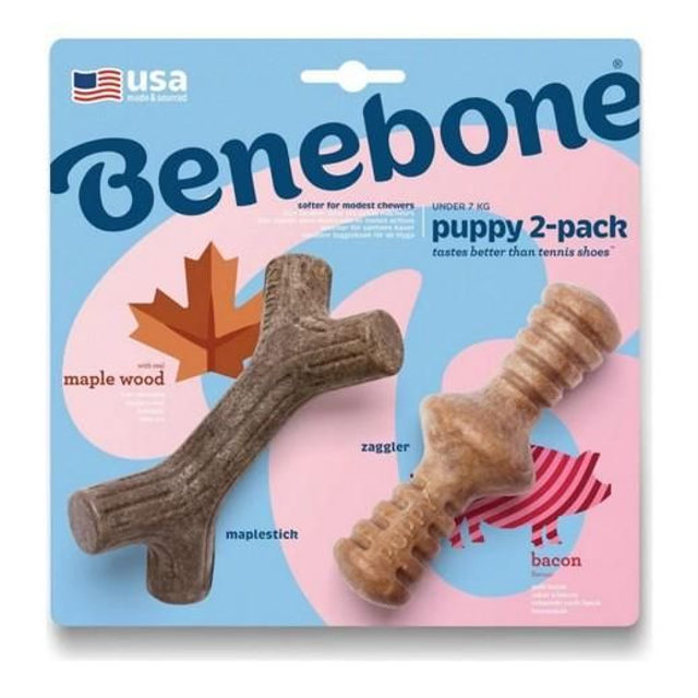 Lot de 2 Jouets à mastiquer spécial chiot goût bacon