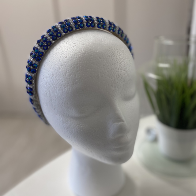 💙🤍 blue and silver diamanté hairband 