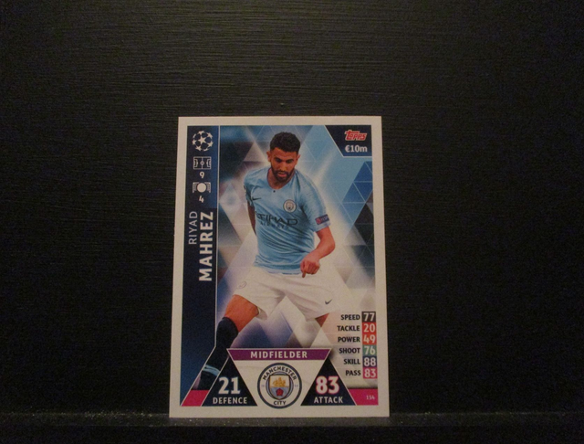 Riyad Mahrez - UEFA Champions League Match Attax 2018/19 Original Trading Card #154