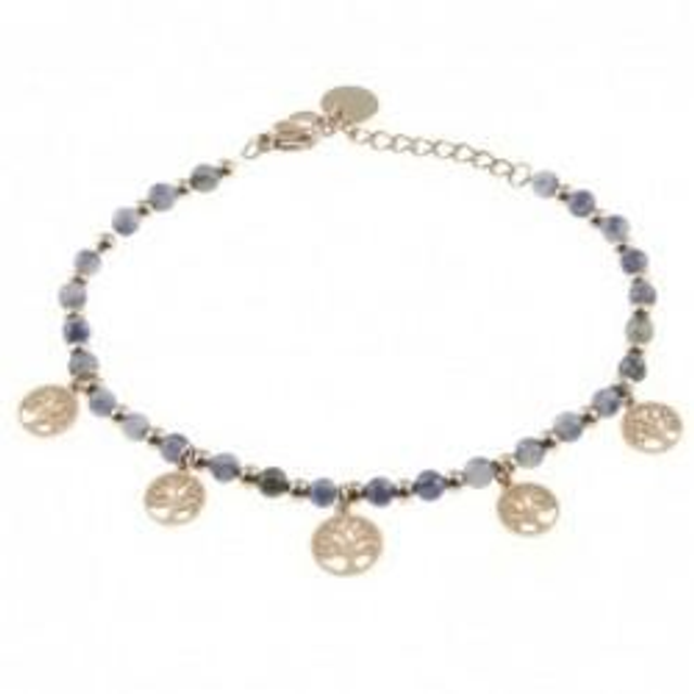 Bracciale donna con pietre naturali bijoux e charms ad albero della vita