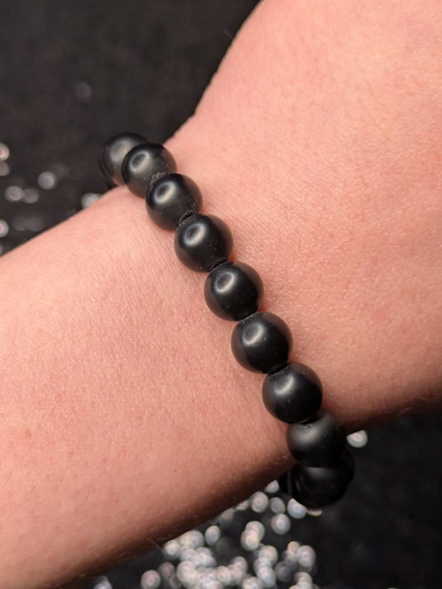 Bracelet agate noire mate
