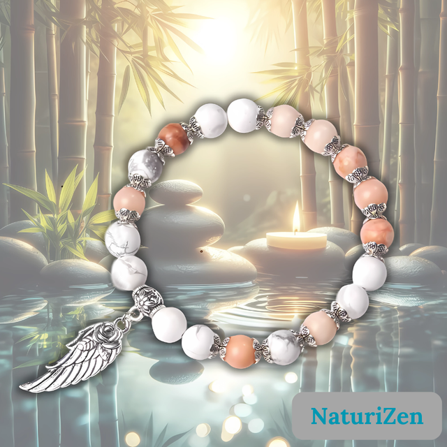 Bracelet en Aventurine Orange et Howlite 🌟🧡