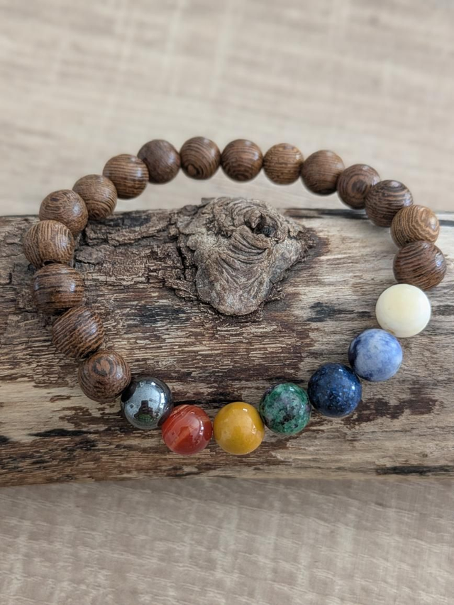 7 chakras perles bois et pierres