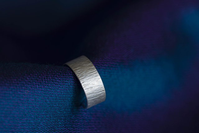 Silver Slimline Bark textured Ear Cuff