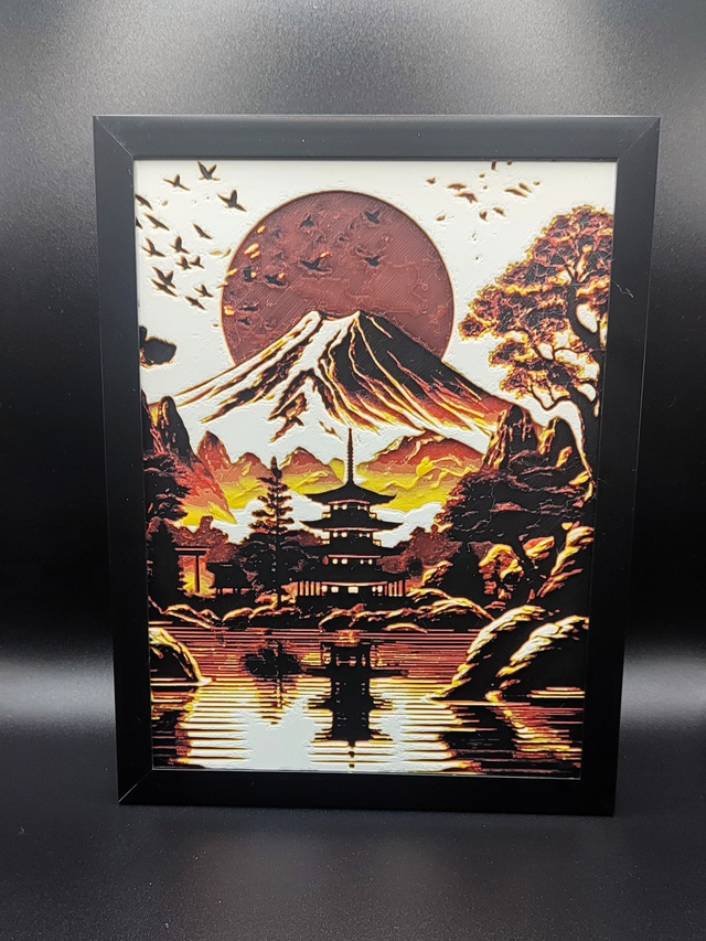 Cadre décoratif 3D personnalisé – 15×20 cm - Paysage Japonais 01