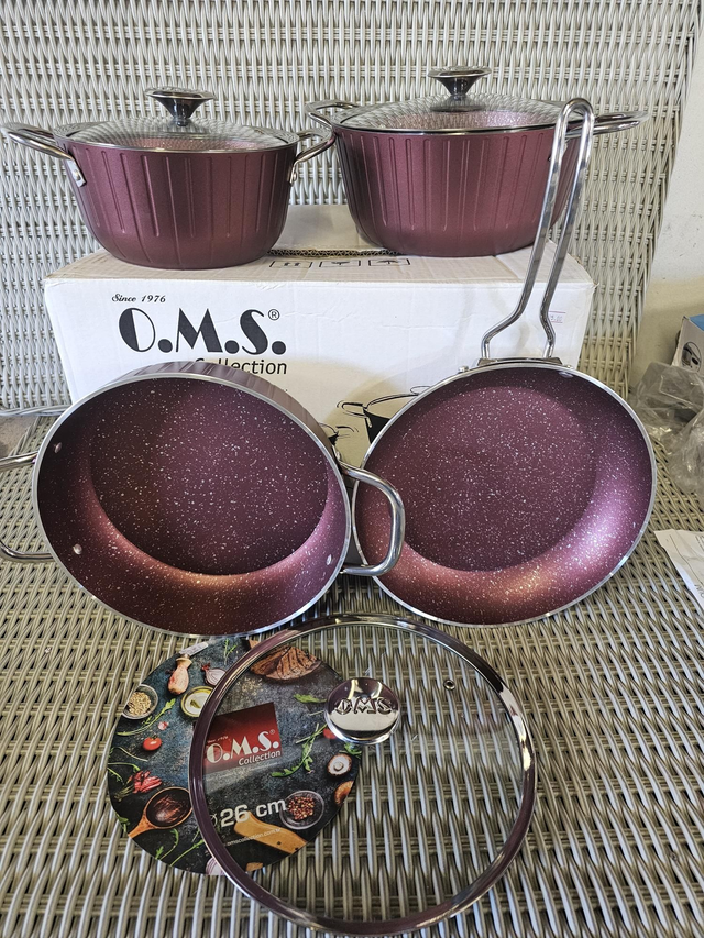 O.m.s 7pcs pan set burgendy