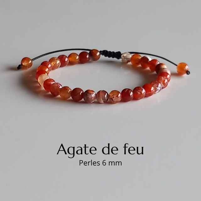 Bracelet ajustable en Agate de feu