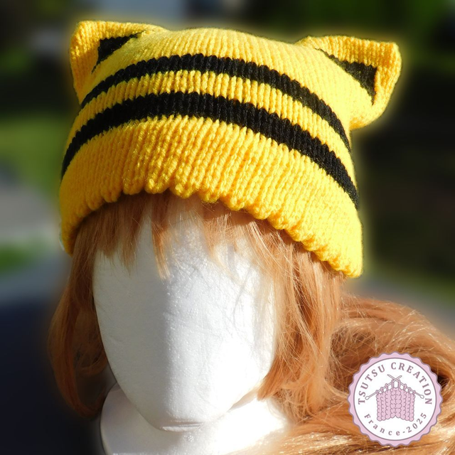 Bonnet chat Jaune et Noir