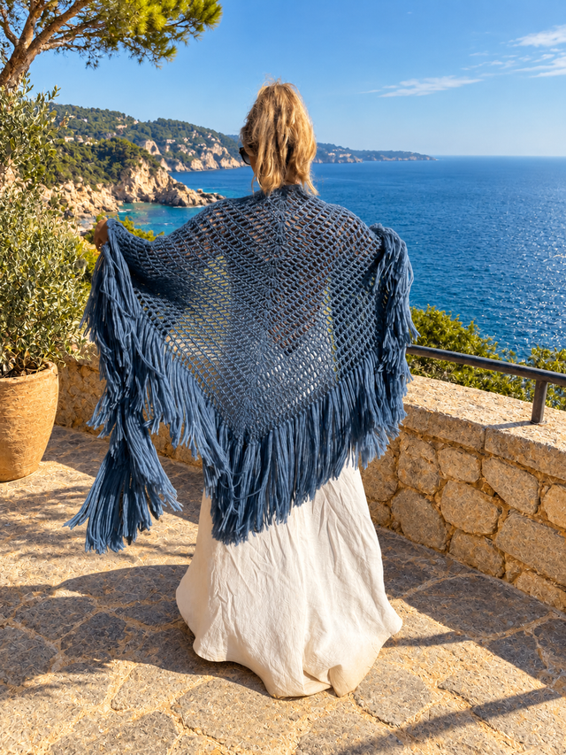 Chal alpaca azul vaquero
