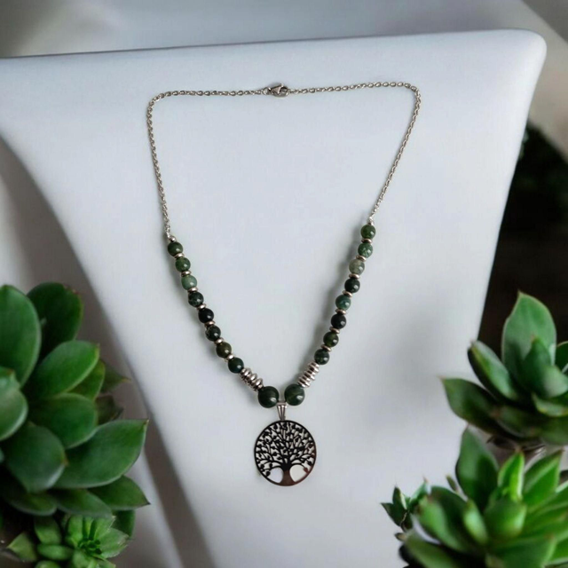 2)Collier Agate Mousse - Souffle de Paix & Renouveau