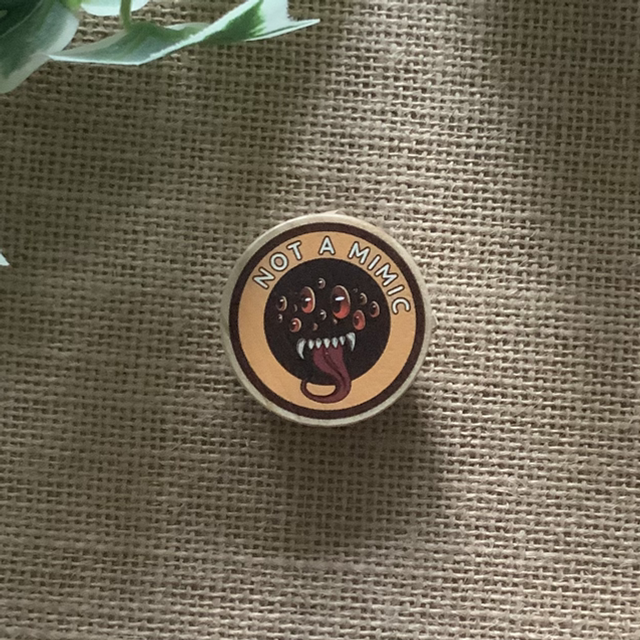 Wooden Pin Badge - Not a Mimic