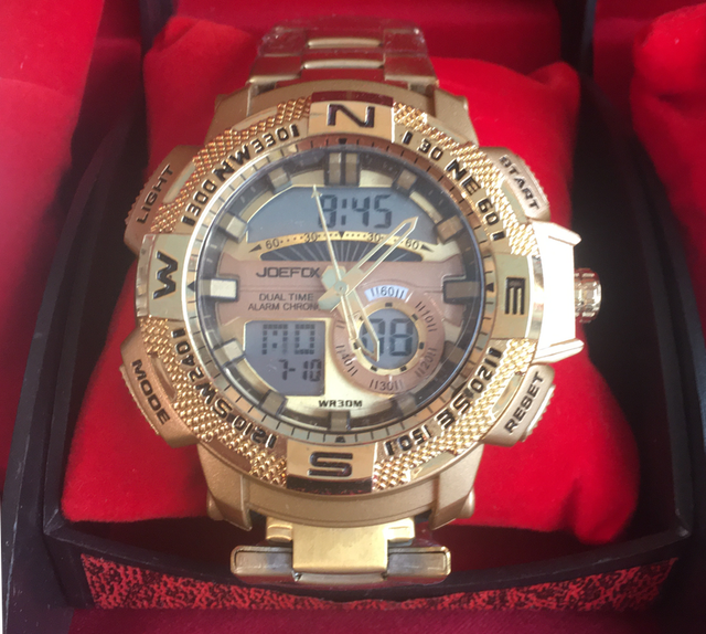 Gents Joef Golden Watch 2 watches in one Analog and LCD 