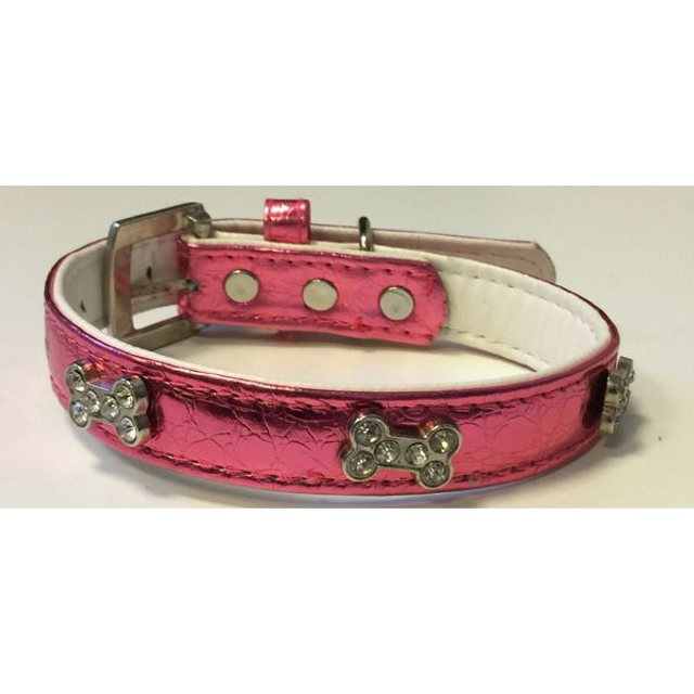 Halsband strass botje roze XS/S