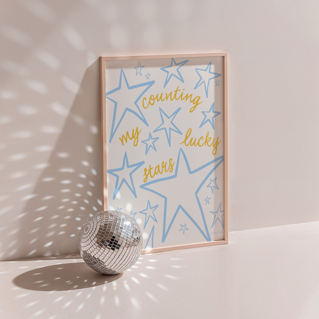 Counting My Lucky Stars Art Print - Positive Quote Wall Art