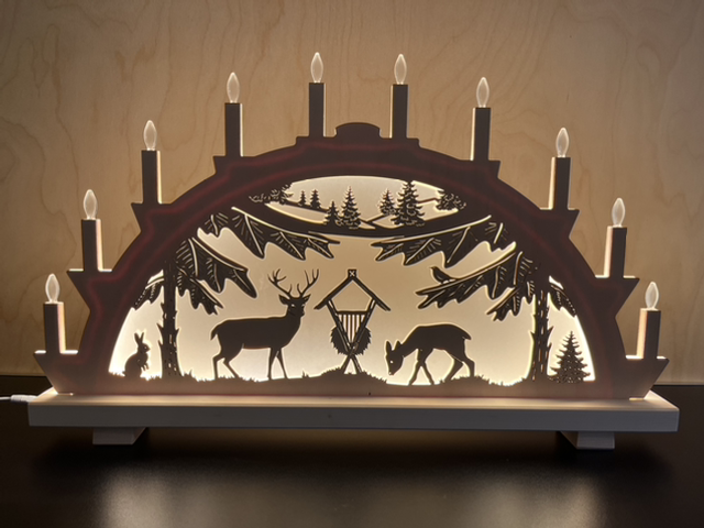 Schwibbogen Motiv „Wildfütterung“ 65cm