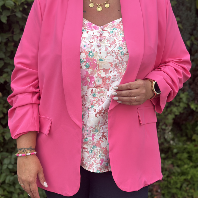 7577-Top fleurie Taille unique du 42 au 50