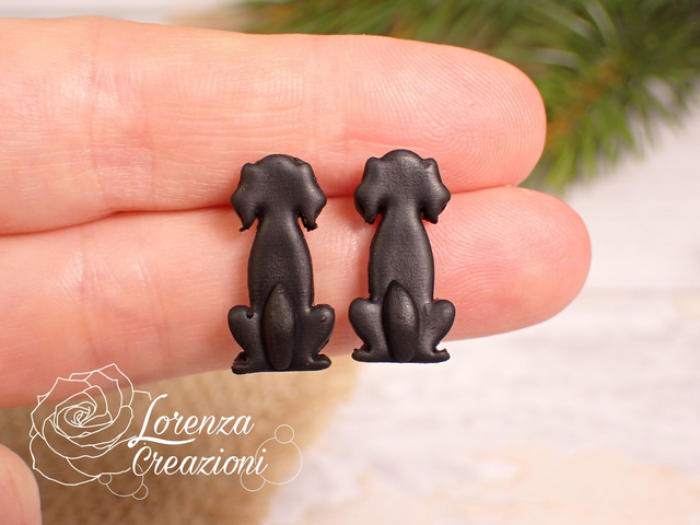 Orecchini a lobo cane nero