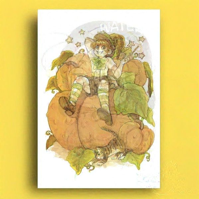 Print Pumpkin Boy and cat