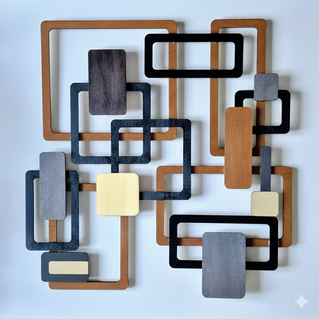 Sculpture murale géométrique 60 x60 cm