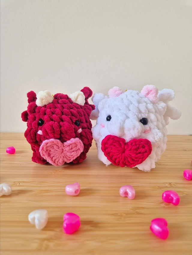 Saint Valentin - Mimi animaux in love - Dragon (rouge et blanc) par paire