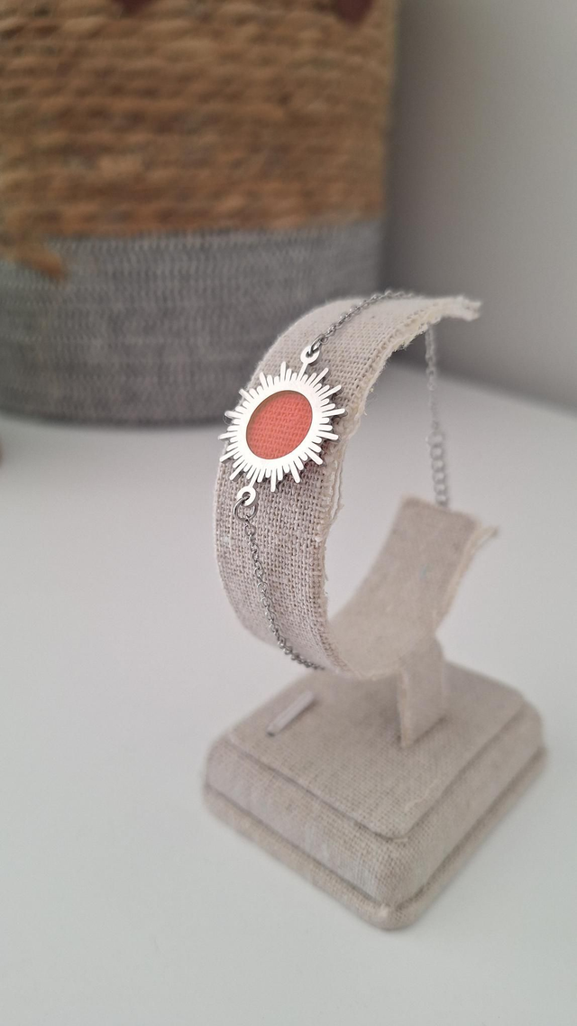 Bracelet soleil corail argenté