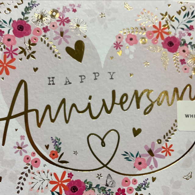 Anniversary (Gold letters / Pink floral) WF