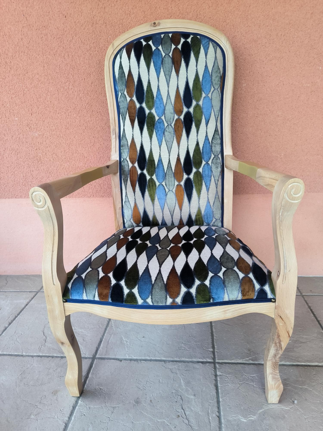 Fauteuil voltaire - tissu Arlequin 