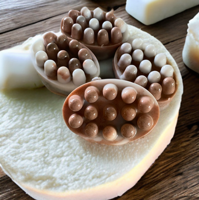 Massage bar soap with pink clay and activated charcoal 