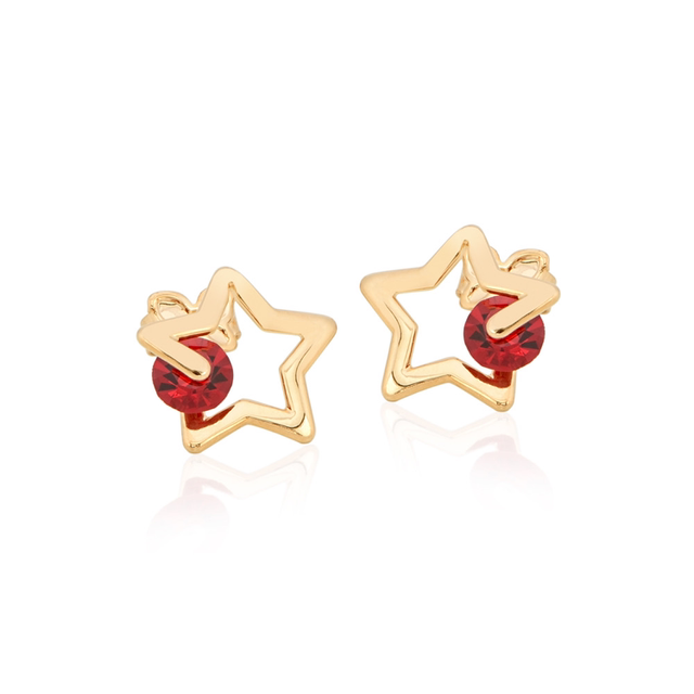 Brinco folheado a ouro 18k com cristais Vermelho