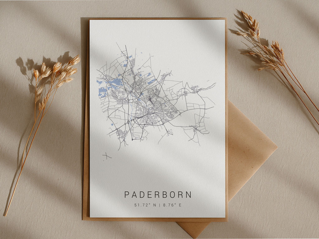 Paderborn Stadtkarte | Druck | Postkarte
