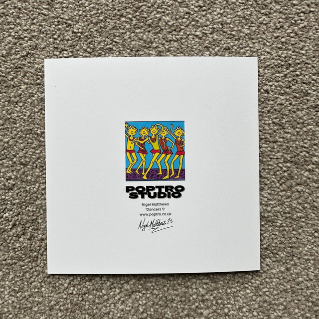 Dancers 5 - Single Square Keith Haring Inspired Greetings Card, White Envelope, Blank Inside, Recyclable Wrap, Professionally Printed.