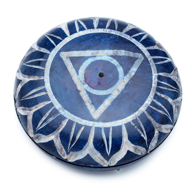 Galet pierre stéatite sculptée - Bleu Foncée