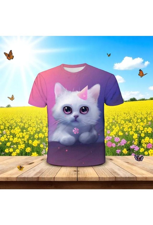 PictureShirt Süsse Katze 5-7 J