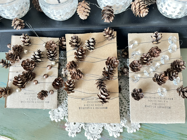 Pine cone garland - with beads