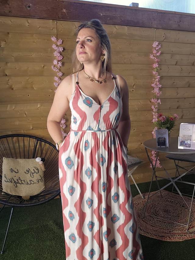 Robe longue à motifs 