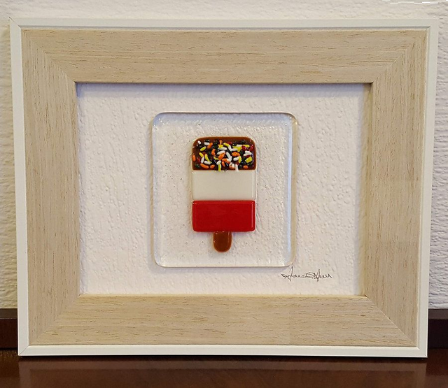 Fused Glass Art "Fab" Retro Ice Lolly Picture - Handmade