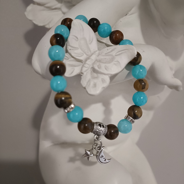 Bracelet Œil de tigre & Amazonite