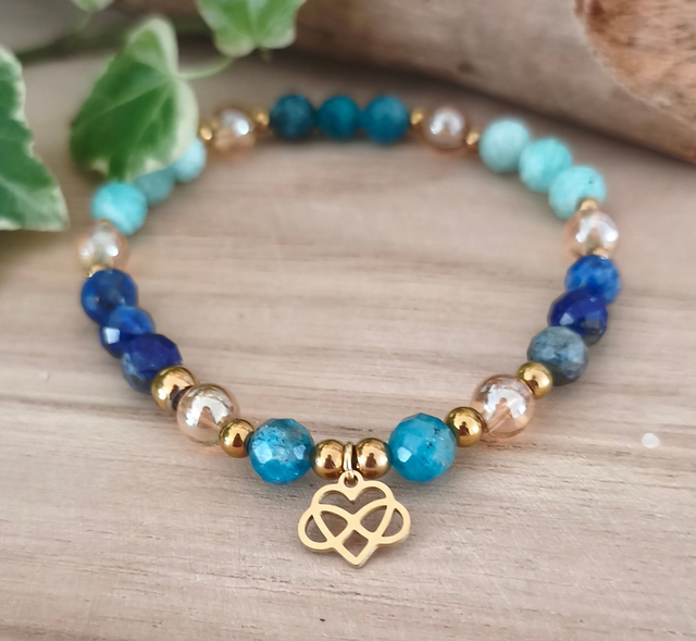 Bracelet "Émotive" Amazonite, Lapis lazuli et Apatite